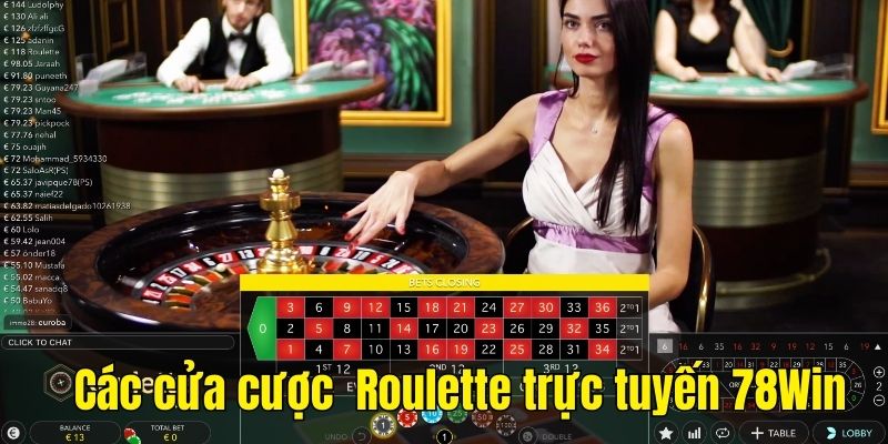 Các cửa cược game Roulette trực tuyến 78Win